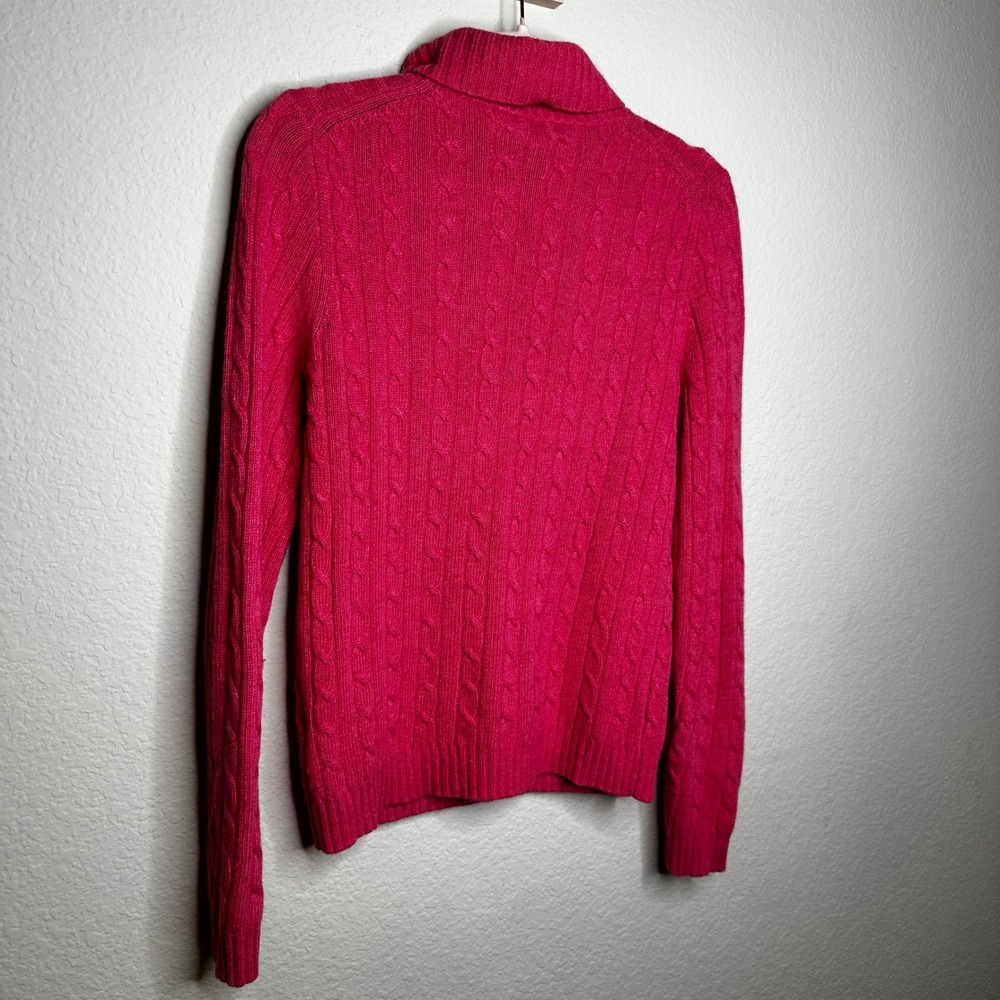 J.Crew Pink Cable Knit Turtleneck Sweater Merino Wool Angora Cashmere S Clasic - Picture 2 of 9